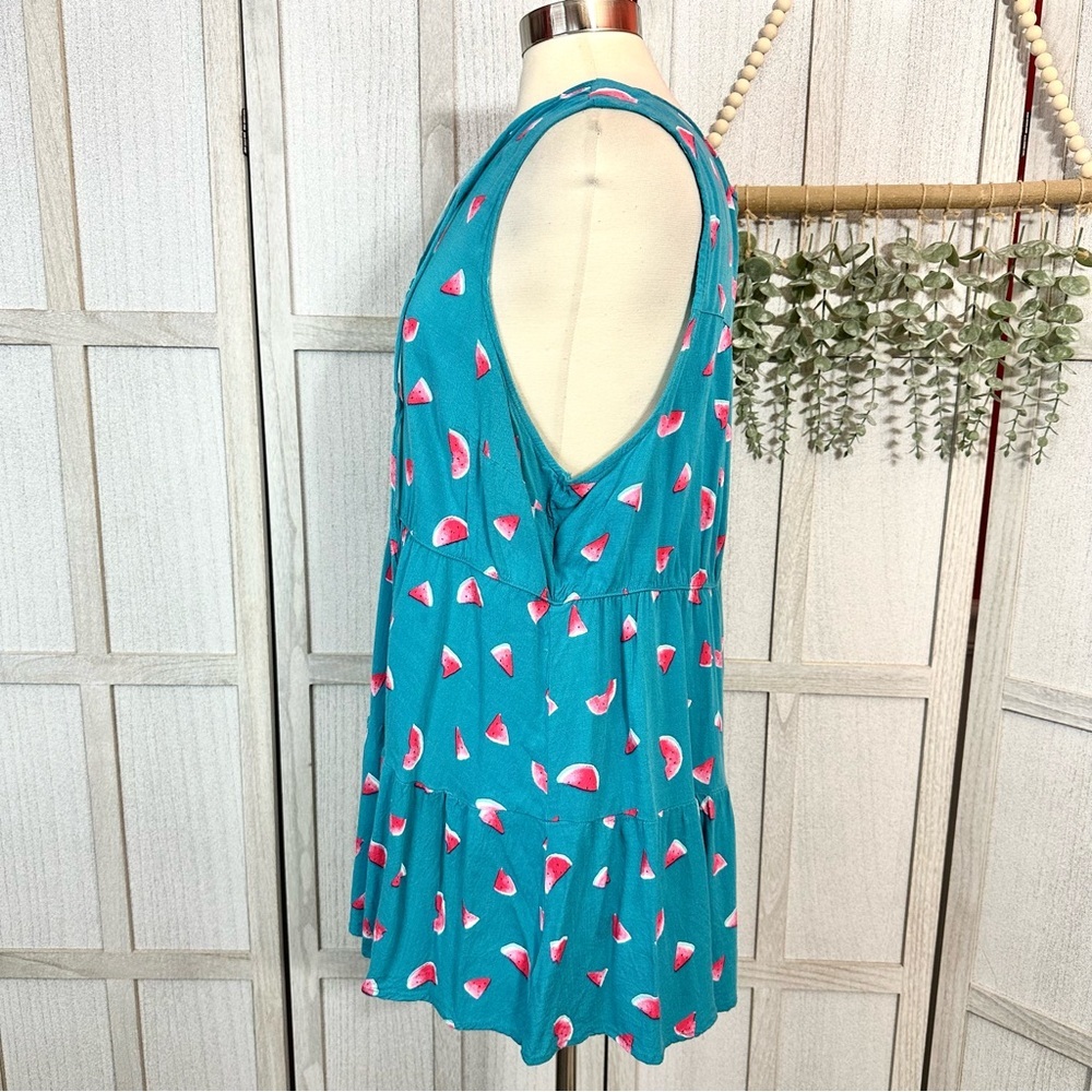 Torrid Watermelon Rayon Slub Button-Front Tiered Tank Tank Top Plus Size 2 2X - Picture 8 of 13
